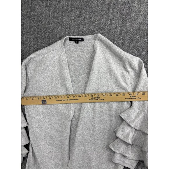 Simply Southern Sweater Womens Small Gray Open Front Ruffle Sleeve Cardigan - Picture 3 of 9